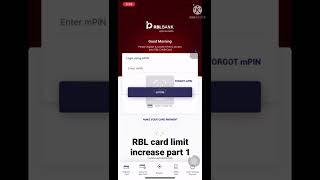 RBL card limit increase part 1 rbl shorts supercard creditcard limit increase live process [upl. by Blanchette]