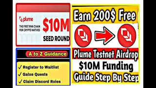 PLUME TESTNET AIRDROP EARN MILES STEP BY STEP GUIDE EARN 200 CRYPTO AIRDROP [upl. by Welker]