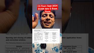 CA Exam Date September 2024 amp CA Exam Form Date September 2024 [upl. by Dorn]