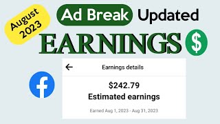 Facebook instream ad earnings update August 2023 monetization facebook facebookpayout [upl. by Alonso]