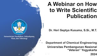 A Webinar on How to Write Scientific Publication [upl. by Andrej]