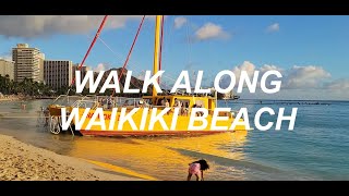 Relaxing Waikiki Beach Walk Ocean Views Waves amp Island Vibes [upl. by Sidnee]