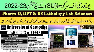 University of Sargodha PharmD DPT amp BS AHS Admissions 202223  Complete Details of SU Admission [upl. by Laekcim]