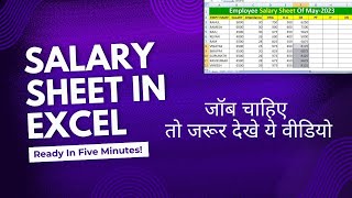 Salary Sheet in Excel ✌🤟 [upl. by Boser]