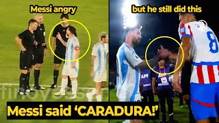 Messi in a fit of RAGE but he still shaking hands with opponent during the game against Paraguay [upl. by Farah763]