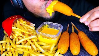 ASMR EATING CORN DOGS CHEESE MCDONALDS FRIES JERRY NO TALKING MUKBANG MOUTH SOUNDS [upl. by Anilec]