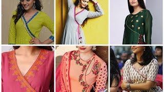 All new angrakha style suit neck designs  Angrakha kurti neck ideas [upl. by Leveridge202]