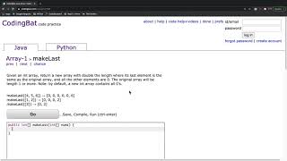 CodingBat Array 1 makeLast [upl. by Nichy]