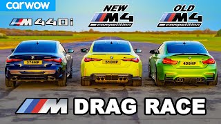 New BMW M4 v Old M4 v M440i  DRAG RACE [upl. by Behlau]