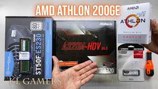 AMD Athlon 200GE ASRock A320MHDV R40 Kingston A2000 NVMe SImple PC Build [upl. by Ramhaj925]