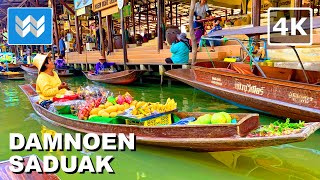 4K DAMNOEN SADUAK  The Largest Floating Market in Thailand 🇹🇭 Boat Ride Tour Vlog amp Travel Guide [upl. by Aihseyt]