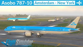 MSFS Asobo 78710 KLM  Amsterdam to New York  VATSIM Full Flight [upl. by Gotthelf661]