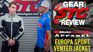 Motonation Europa Sport Vented Textile Jacket Review from SportbikeTrackGearcom [upl. by Wera392]