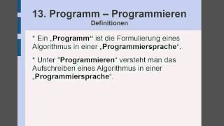 13 Programm  Programmieren [upl. by Hamas614]