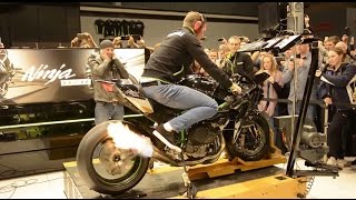 326BHP Kawasaki H2R spits flames on Dyno  Motorbeurs Utrecht HD 1080 [upl. by Yentruok]