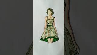 Fashion illustration washi tape😍💚 fashion fashionstyle art viralvideo shorts [upl. by Barnabe10]