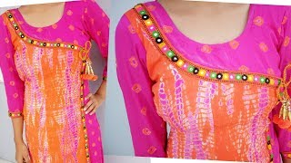 Angrakha style over lapped kurti or kurta cutting and stitching [upl. by Ellevel]