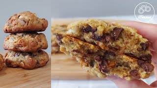 Levain style Chocolate Chip Cookies  Puffy and Big l Crunch outside and Soft inside  Petit Plats [upl. by Pachton538]