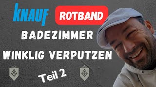 Ich regel das Bad  Badezimmer winklig verputzen mit Rotband Pro  Teil 2 Die erste Wand ist dran [upl. by Tengdin]