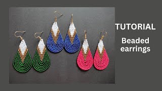 Seed bead earrings tutorial for beginners brick stitch and beaded fringependants diy earrings [upl. by Seuguh123]