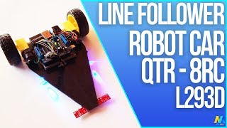 Line Following  Tracking Robot Car Arduino and QTR8 Sensor [upl. by Sachsse]