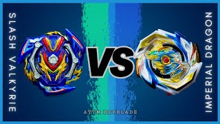 SLASH VALKYRIEBlPw vs IMPERIAL DRAGONIg’  ON REAL LIFE BEYBLADE STADIUM [upl. by Nnylhsa996]