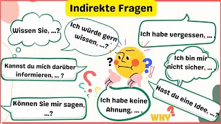 Indirekte Fragen  WFragen amp Ob Learn German  Indirekte Fragesätze  ob  German for beginners A2 [upl. by Barney681]