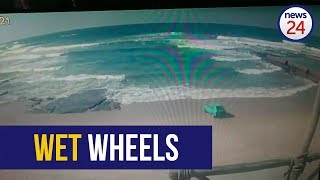 WATCH KZN holiday goer drives car into ocean on a quotdarequot [upl. by Oniger]