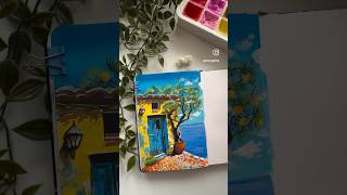 Sea view using Gouache paints art gouache gouachepainting gouaches [upl. by Onoitna]