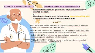 Ordinul 12262012 Ep1Norme tehnice privind gestionarea deşeurilor rezultate din activităţi medicale [upl. by Kery]