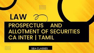 Prospectus and allotment of securities  CA INTER  தமிழ் [upl. by Libenson]