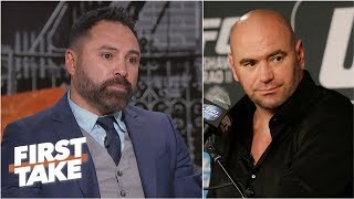 Oscar De La Hoya accuses Dana White of not taking care of fighters  First Take [upl. by Eldoria764]