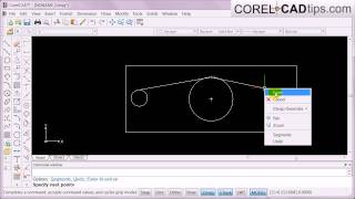 CorelCAD  Using ESNAP Entity snap to speed up drawing [upl. by Nadruoj748]