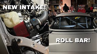 NB Miata Gets CUSTOM Intake  Roll Bar Install [upl. by Noemi543]