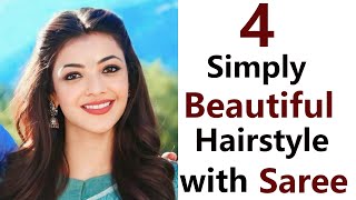 4 Simply pretty hairstyle with Saree look  easy quick hairstyle  hairstyle 2023 [upl. by Laira]