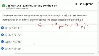 Outermost electronic configuration of a group13 elementEis 4s24p1The electronic configuration of [upl. by Nylahs]