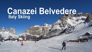 Skiing Italy Canazei Belvedere [upl. by Llerrah]