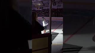 Mimi performing The National Anthem at the Monroe Moccasins Hockey Game ❤️ I got chills 😮‍💨😭♥️ [upl. by Niwrek]