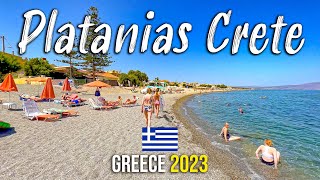 Platanias Crete Chania walking tour 4k Kreta Greece 2023 [upl. by Koressa335]