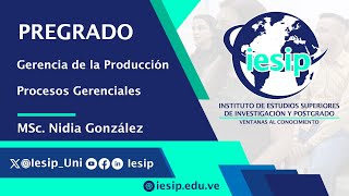 Pregrado Procesos Gerenciales  Gerencia de la Producción  MSc Nidia González [upl. by Lekcim]