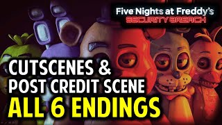 FNAF Security Breach All Ending Cutscene  Post Credit Scenes [upl. by Jorgan62]