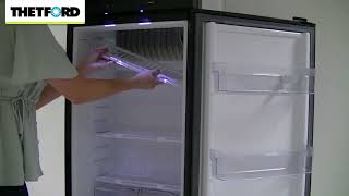 How To Moving The Storage Shelves In A Thetford 3 Way Fridge [upl. by Hgielrebmik130]