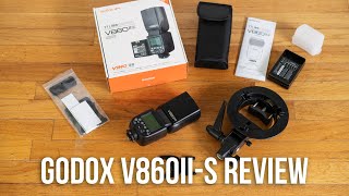 Godox V860IIS TTL Sony HighSpeed Sync Liion Battery Flash wBowen Mounting Adapter Review [upl. by Esidarap251]