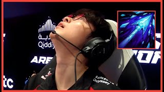 T1 Faker Hit By Arrow amp Tilts  Esports World Cup 2024 [upl. by Aikemehs]