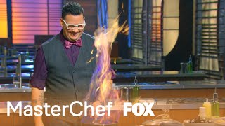 The Judges Demonstrate How To Flambe  Season 6 Ep 13  MASTERCHEF [upl. by Ardnosak]