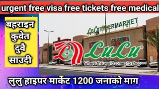 free visa free ticket zero cost demand Job Visa Requirements for Lulu Hypermarket job demand [upl. by Oiziruam]