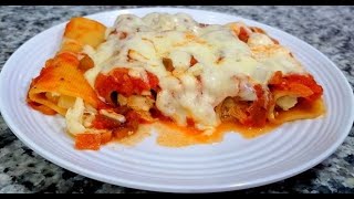 CANELONES DE POLLO SIN HORNO fáciles de preparar ¡riquísimos [upl. by Rosenberg]