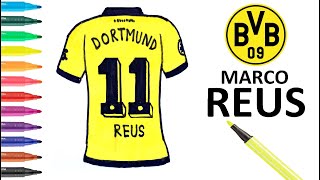 Easy Drawing Borussia Dortmund Jersey l Kolay Marco Reus Borussia Dortmund Forma Çizimi [upl. by Larine]