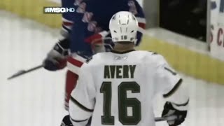 Sean Avery vs NYR  10202008 HD [upl. by Iveson19]