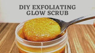 DIY EXFOLIATING GLOW SCRUB sugar honey turmeric amp Lemon juice [upl. by Laeira330]